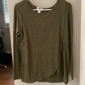 Green maternity nursing long sleeve small